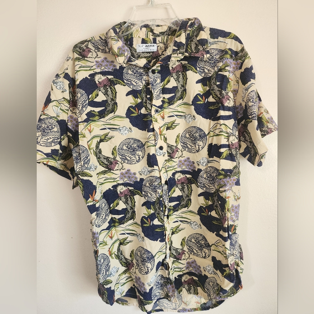 Olive Grove Men's Floral Print Short Sleeve Shirt